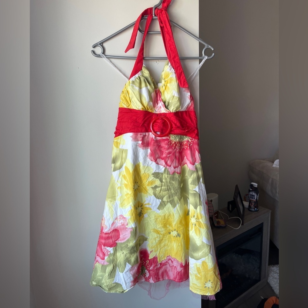 Suzy Shier Floral Halter Dress Size Small